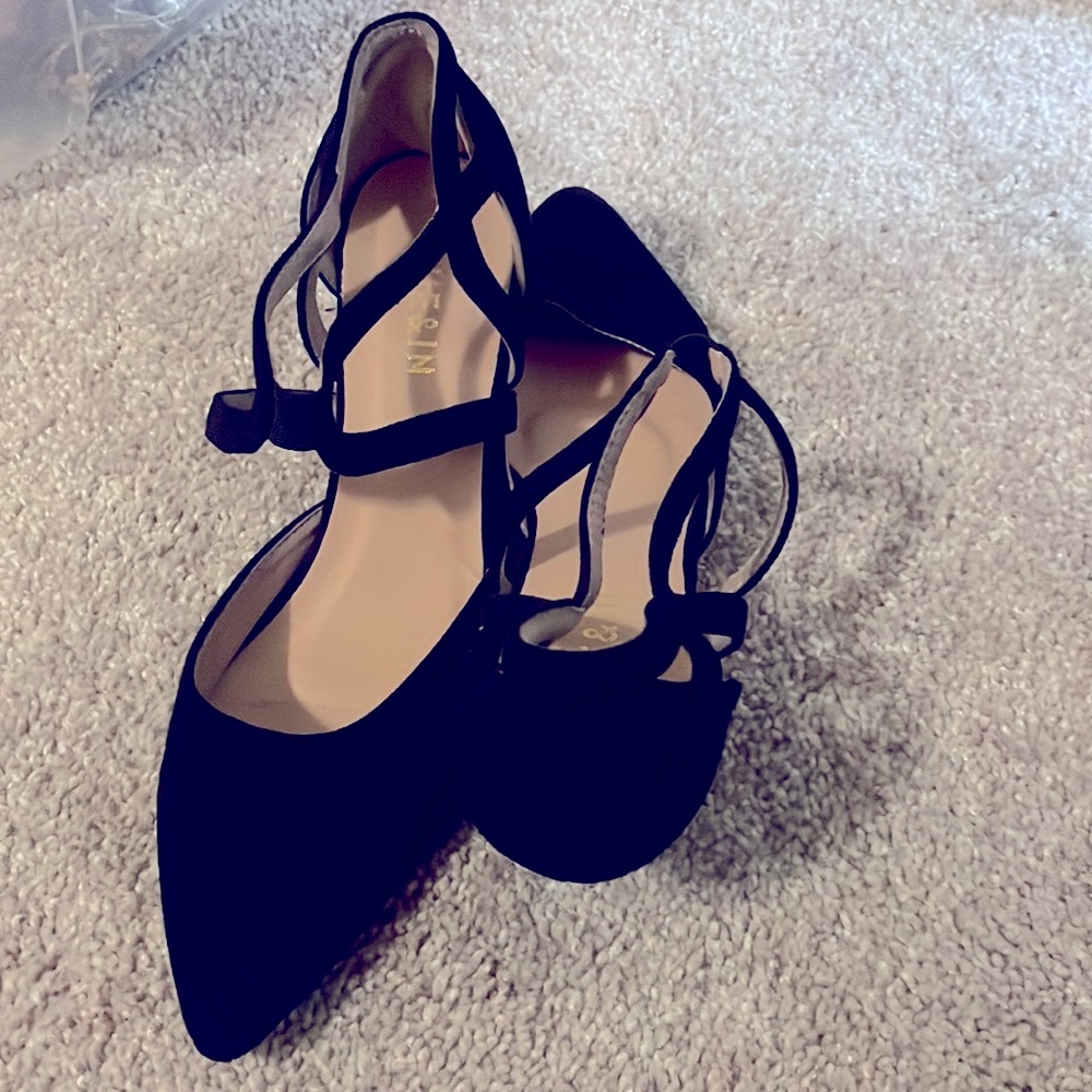 Shein faux suede kitten heels black size 7 - Picture 8 of 9